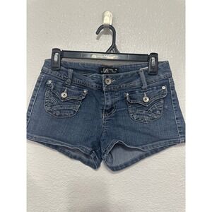 LEI Ashley Low Rise Denim Jean Shorts Distressed Blue Size 3